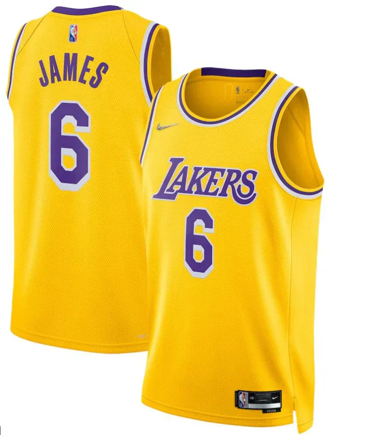 Regata Los Angeles Lakers LeBron James 21/22 Nº6 - Torcedor - Masculina - Amarelo e Roxo