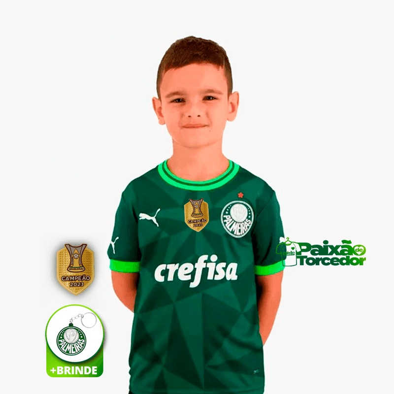 Kit Infantil Palmeiras I 2023-24  - Torcedor PM - Patch Campeão Brasileiro 2023