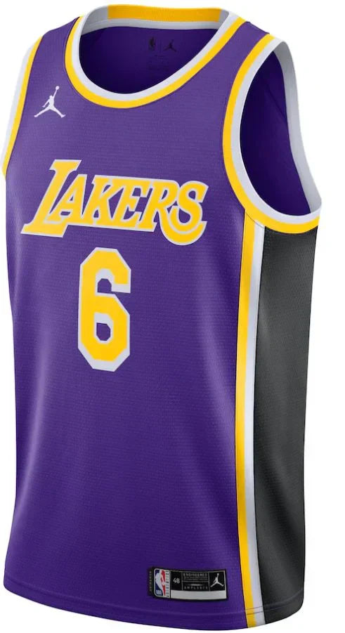 Regata Los Angeles Lakers LeBron James 2122 Nº6 - Torcedor - Masculina -Roxo e Amareloo
