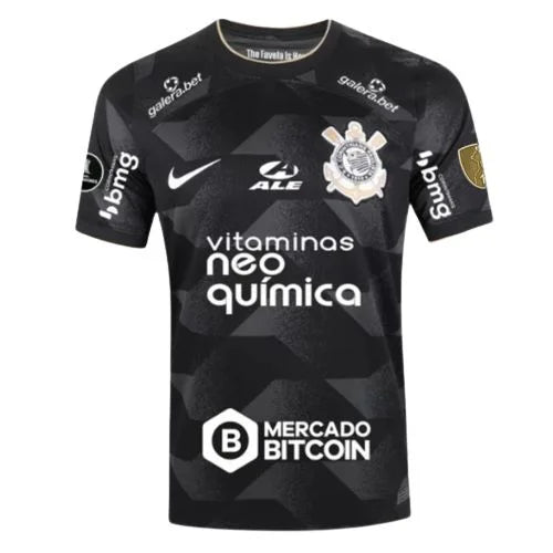 Corinthians II 22/23 Libertadores 2022 Jersey with Patch and Sponsorship - NK Torcedor Masculina - Black and White
