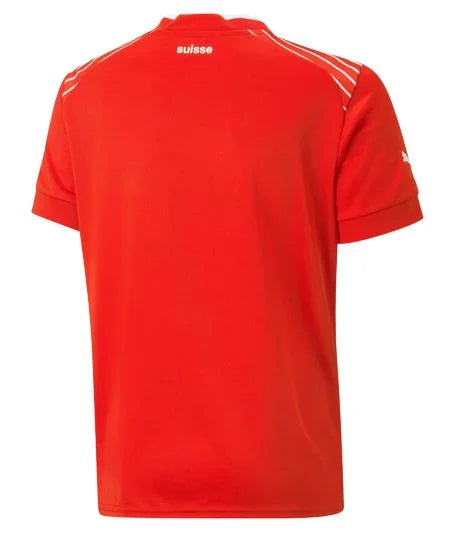 Camisola Suiça Home Copa do Mundo 2022 Torcedor Masculina - Vermelho e Branco