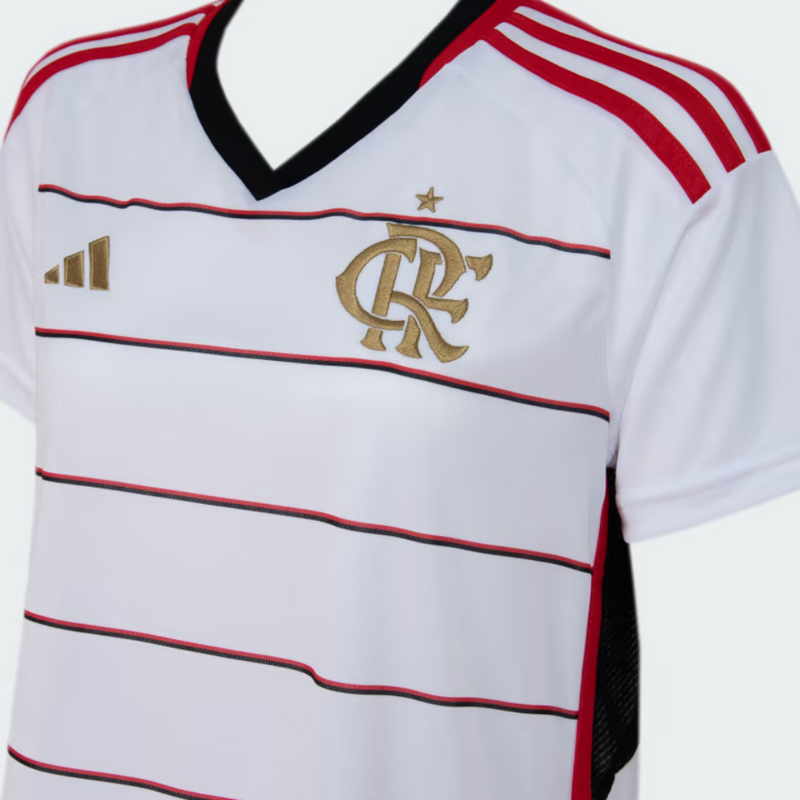 Camiseta Flamengo II Reserva 23/24 - AD Torcedor Feminina - Blanco con oro