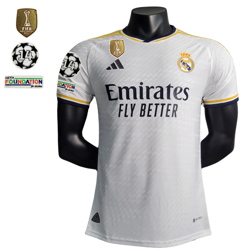 Real Madrid Home Shirt 23/24 - AD Men's Player Version - World Champion Patches