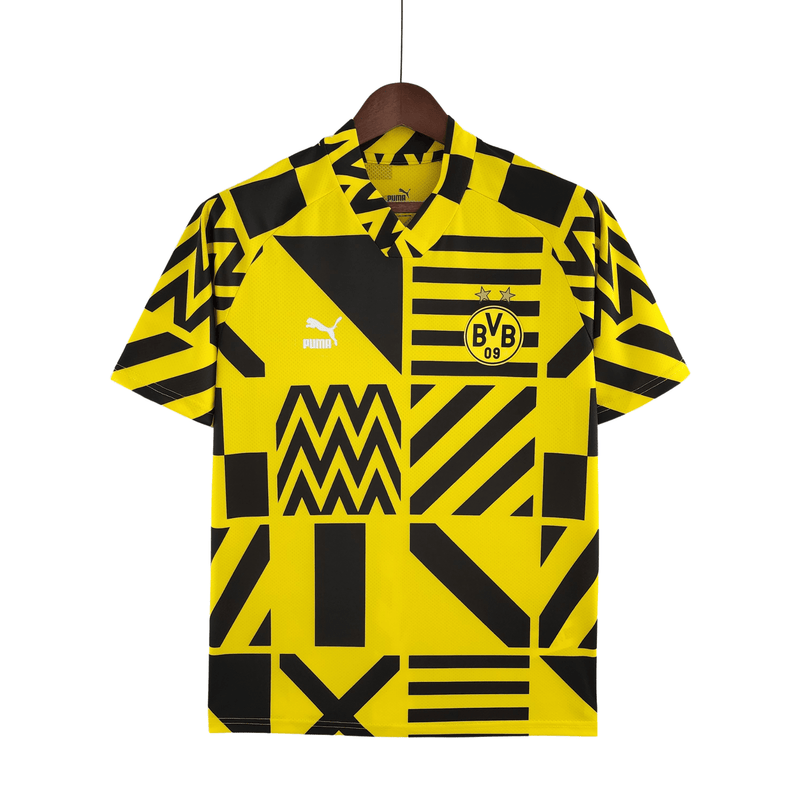 Camisola Borussia Pré Jogo 22/23 - PM Torcedor Masculina - Amarelo e Preto