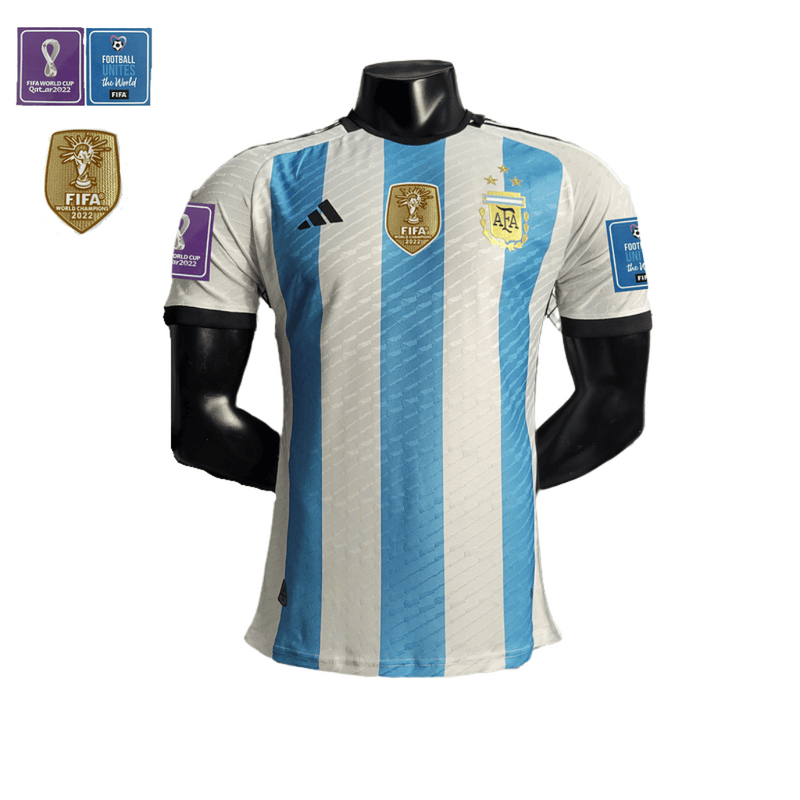 Camiseta Argentina Mundial I 22/23 - Versión Jugador AD Hombre - Wc2022 - Parches