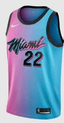 Regata Miami Heat 20/21 Personalizada - Torcedor Masculina - Rosa e Azul