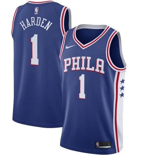 Regata Philadelphia 76ers James Harden Nº1- Torcedor Masculino - Azul e Branca - Frete Grátis