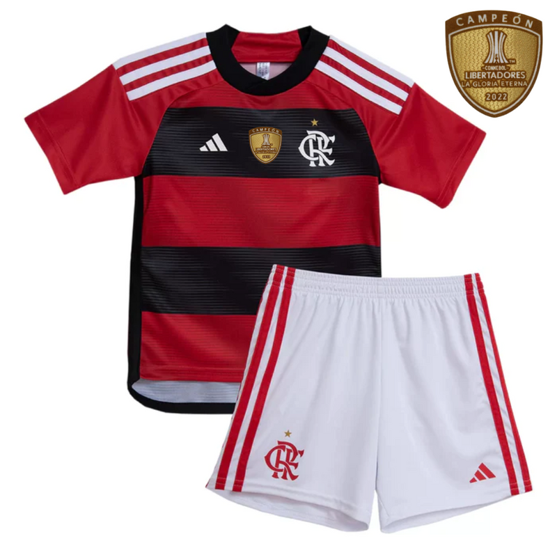 Kit infantil Flamengo I 23/24 - AD - Patch Campeão da Libertadores 2022