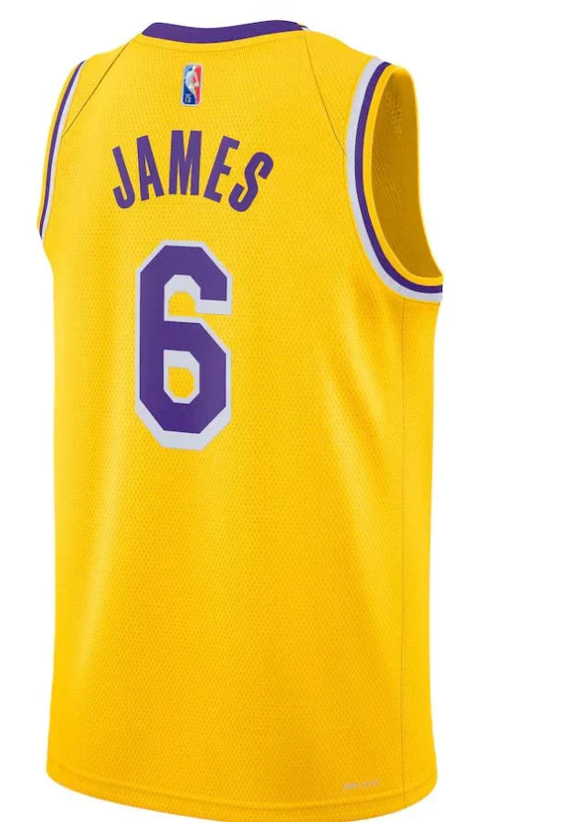 Regata Los Angeles Lakers LeBron James 21/22 Nº6 - Torcedor - Masculina - Amarelo e Roxo