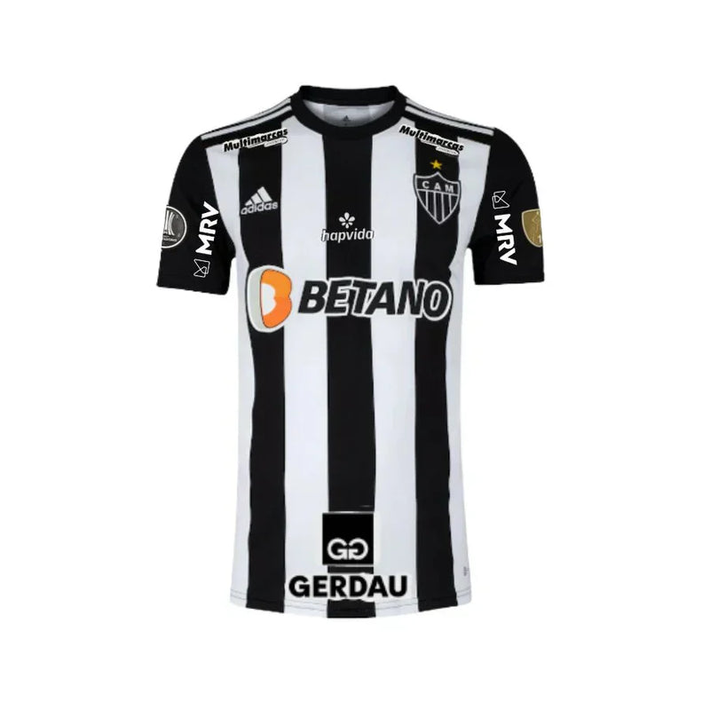 Camiseta Atlético Mineiro Local 22/23 Libertadores 2022 Con Todos Los Parches - AD Torcedor Masculino - Blanco y Negro
