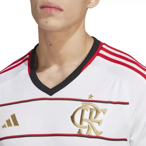 Camisola Flamengo II Reserva 23/24 - AD Torcedor Masculina - Branca com dourado