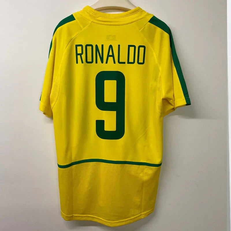 Camiseta Brasil Retro Copa 2002 - NK Fan Personalizada Hombre RONALDO Nº9